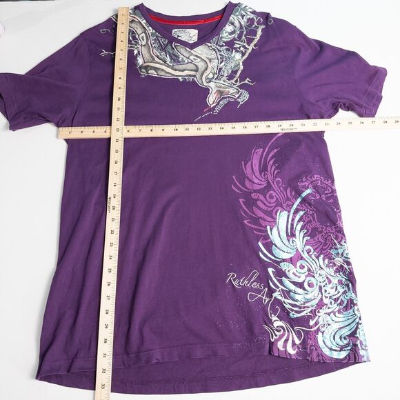 Ruthless Art Short Sleeve V Neck Shirt Womens 3XL Purple Bling Eclectic Y2K - Picture 4 of 16